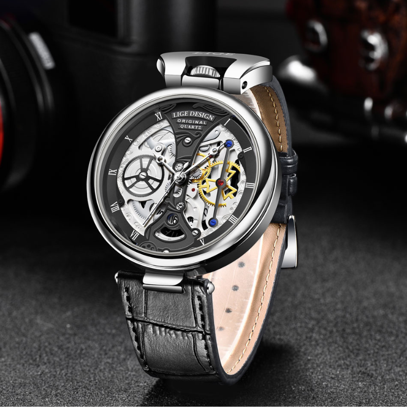 Elegant hollow-design business watch for a sophisticated style
