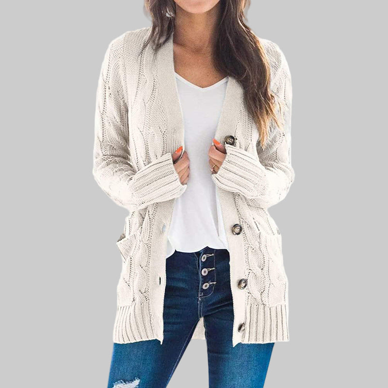 Cozy Casual Button-Down Cardigan - Long-Sleeve