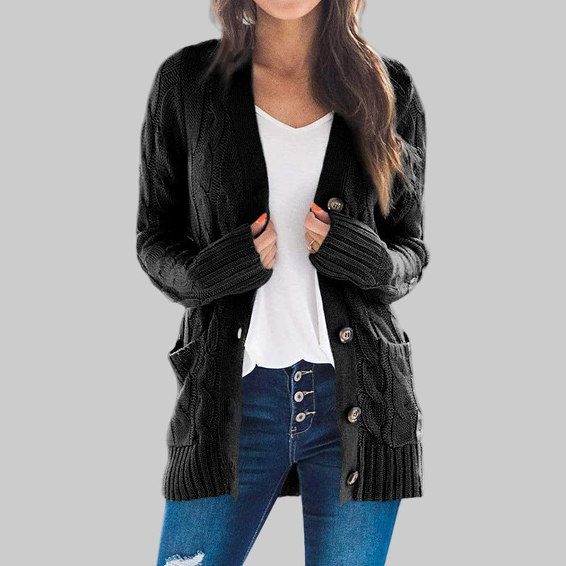 Cozy Casual Button-Down Cardigan - Long-Sleeve
