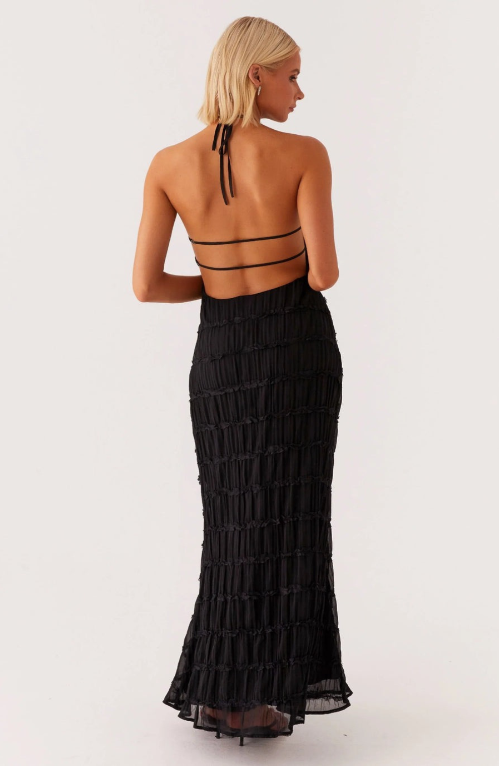 Textured Halter-Neck Maxi Dress