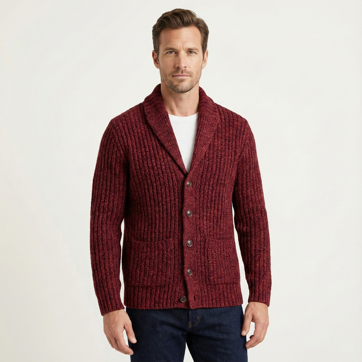 Montpellier Men's Cozy Chunky-Knit Shawl-Collar Cardigan
