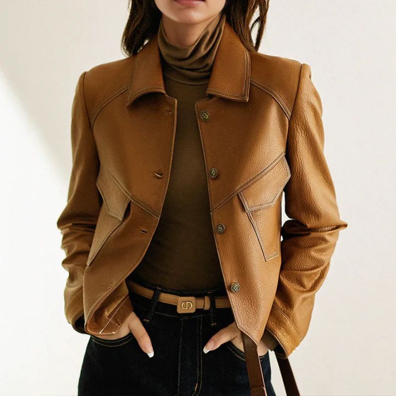 Gianna Elegant Classic Leather Jacket for Timeless Style