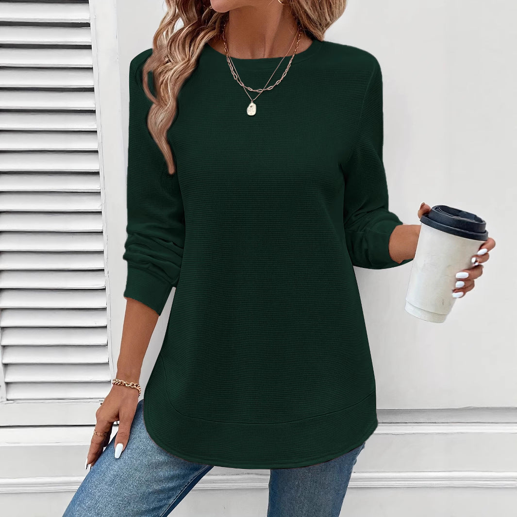 Alisa - Elegant Long Sleeve Crew Neck Shirt