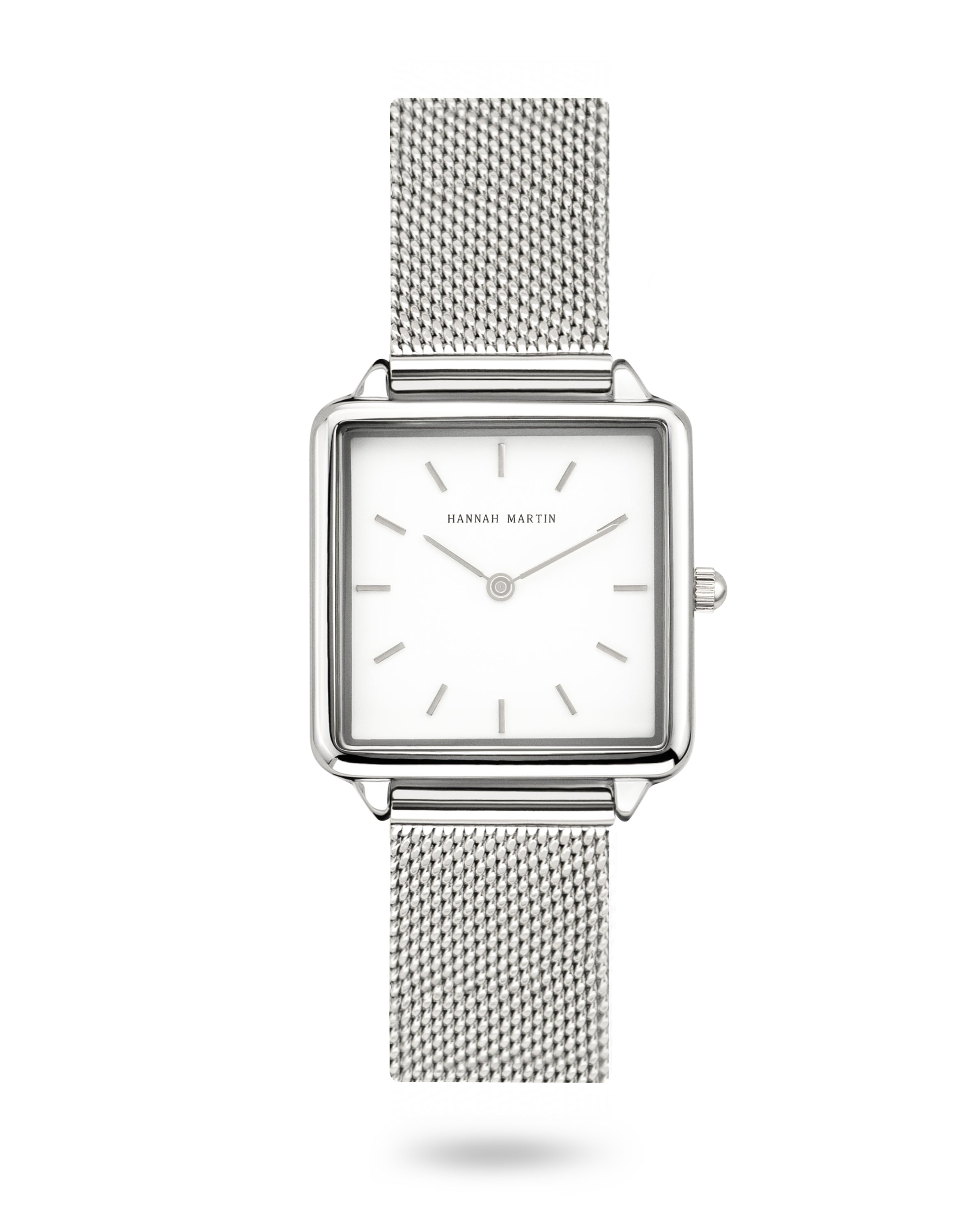 Zenith - Elegant Silver Square Watch with Stylish Mesh Band