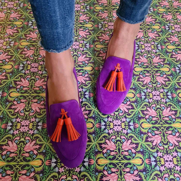 Purple Tassel-Trimmed Loafers