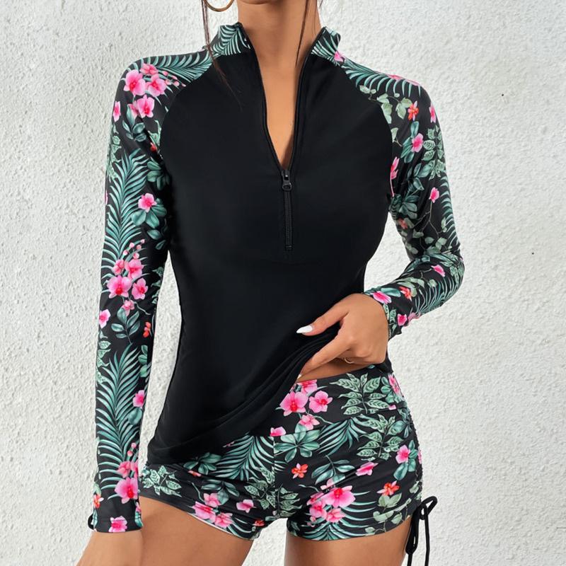 Sariah Flattering Long-Sleeve Two-Piece Tankini Set