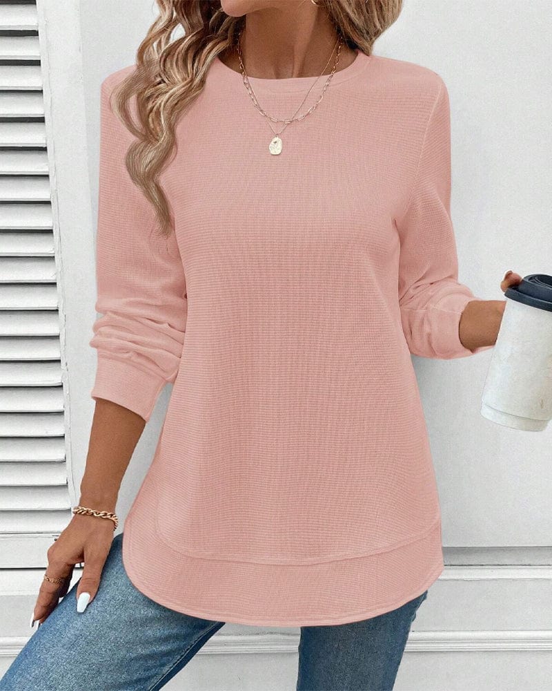 Alisa - Elegant Long Sleeve Crew Neck Shirt