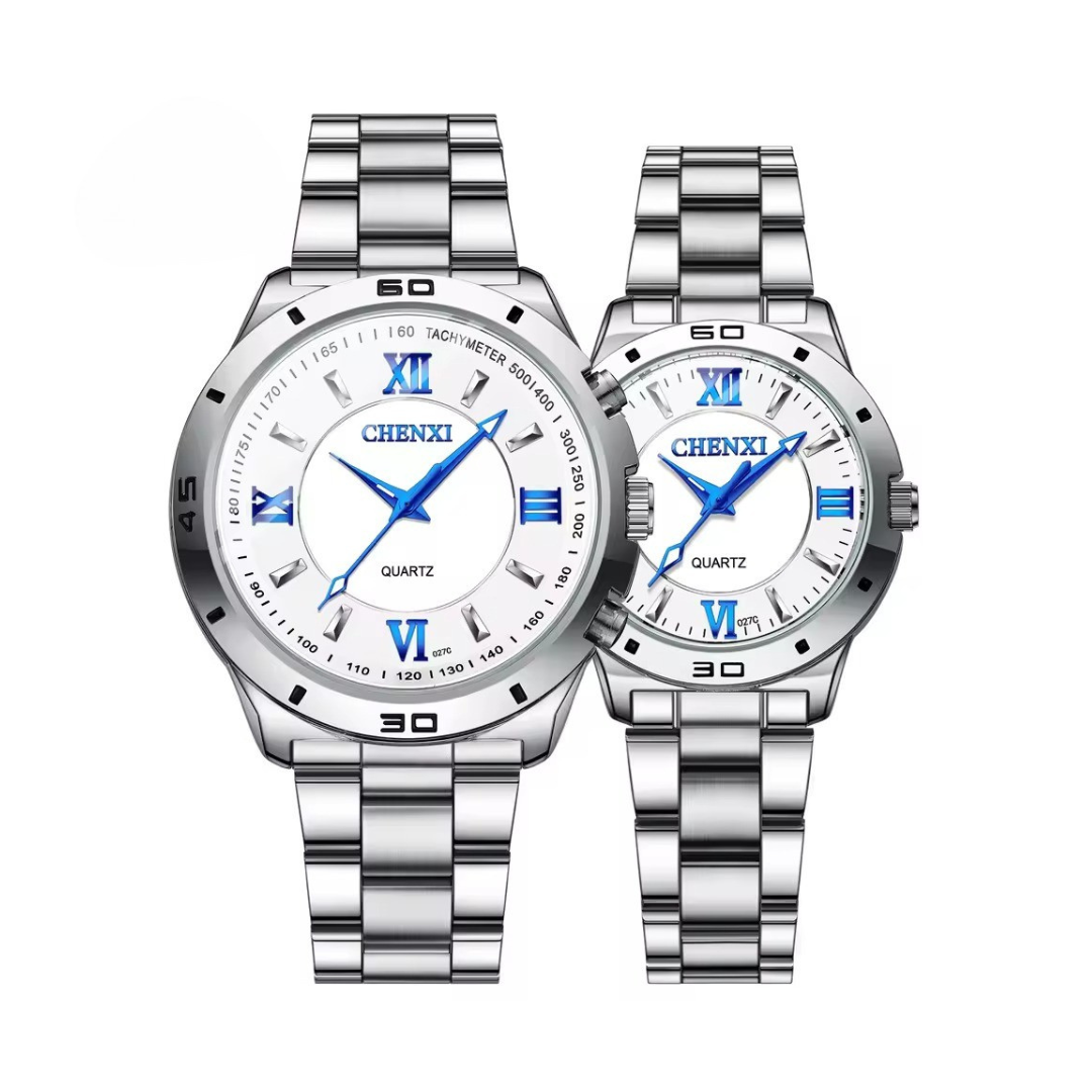 Devishly stylish minimalist stainless steel matching couple's watches