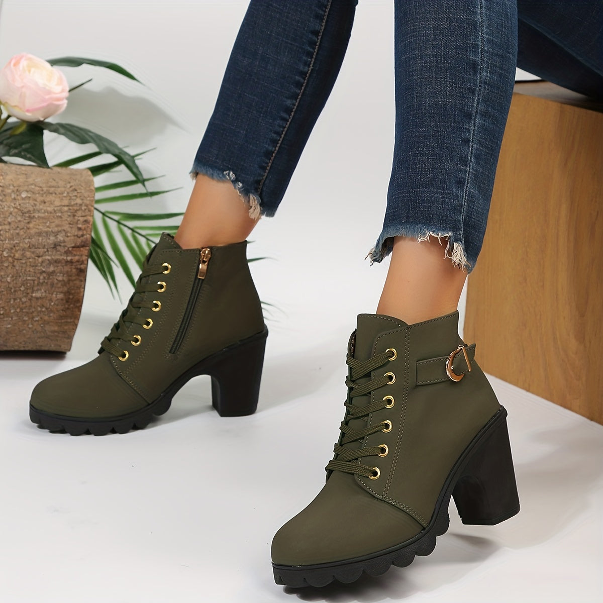 Yael - Elegant Leather Lace-up Booties