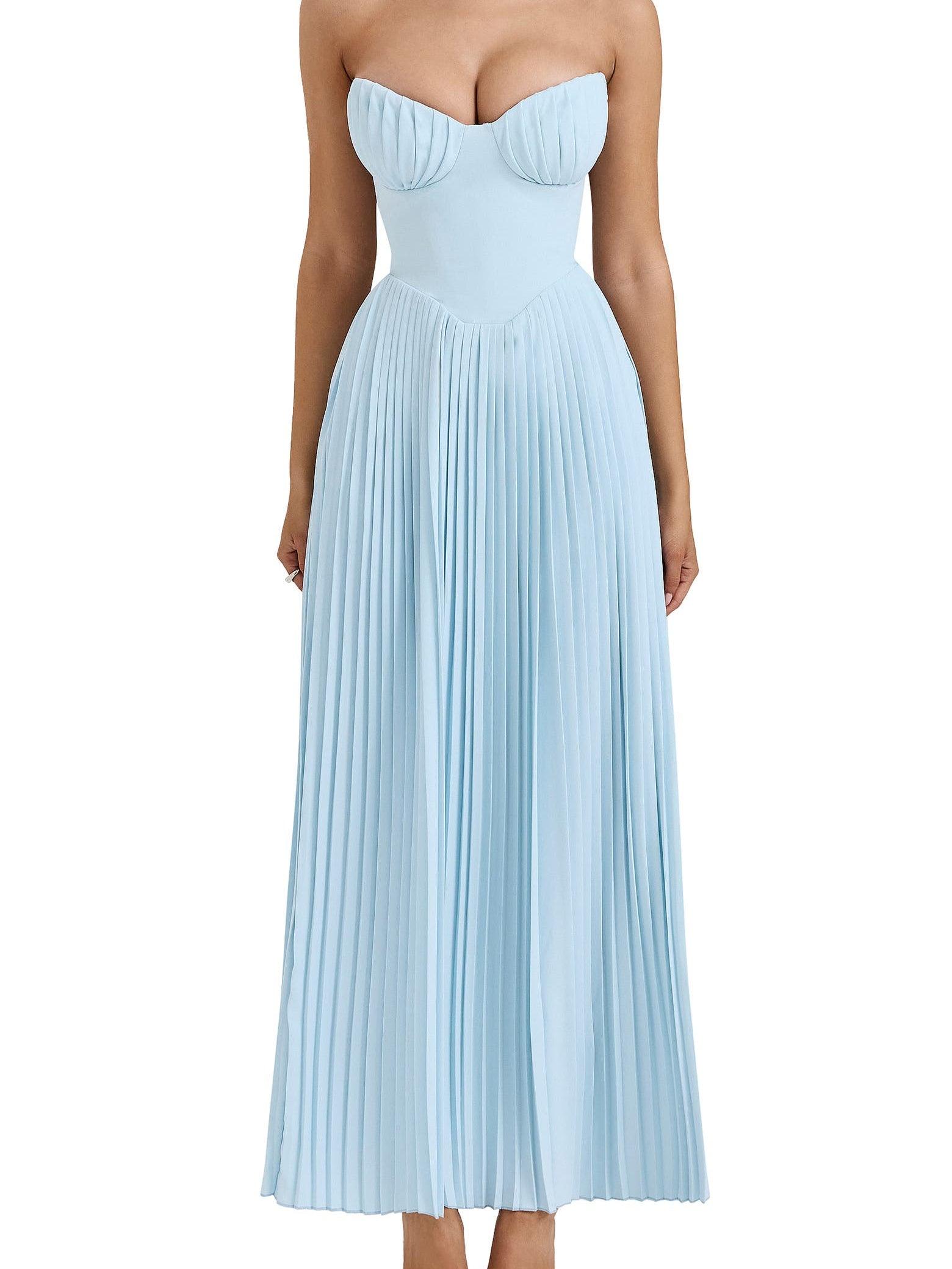Maxie Pleated Dress with Tube Top for an Elegant and Trendy Look