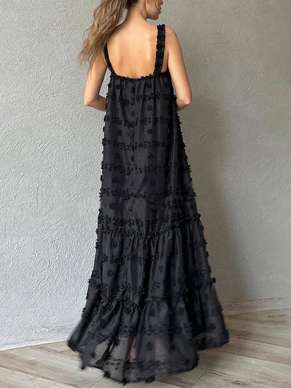 Maxie Elegant Dress with Floral Decorations and A-Line Layered Cut for a Charming Style