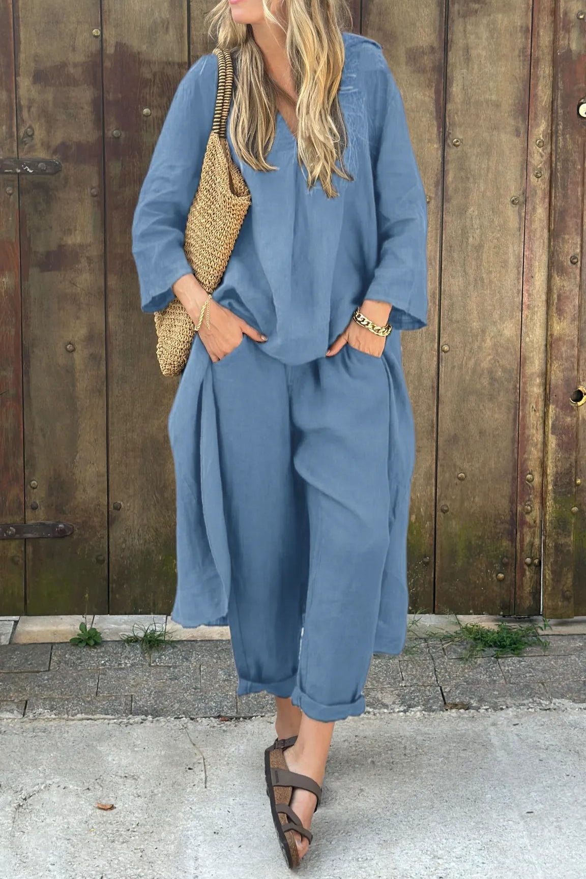 Florence Women's Comfortable Long Tunic & Pant Ensemble for Effortless Style