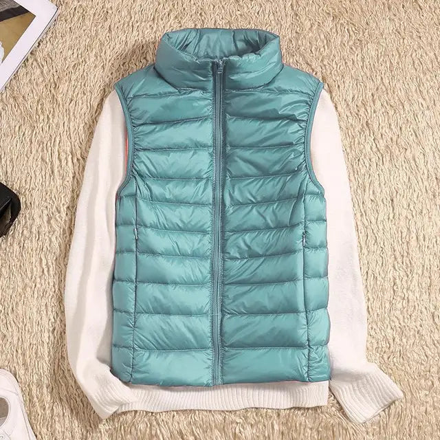Women's Rose Puffer Vest with Front Zipper