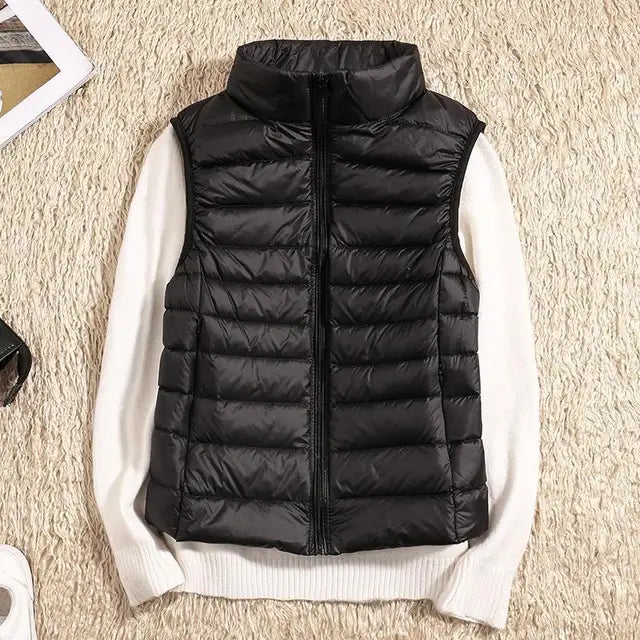 Women's Rose Puffer Vest with Front Zipper