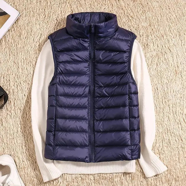 Women's Rose Puffer Vest with Front Zipper