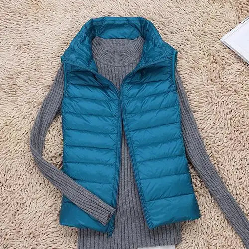 Women's Rose Puffer Vest with Front Zipper