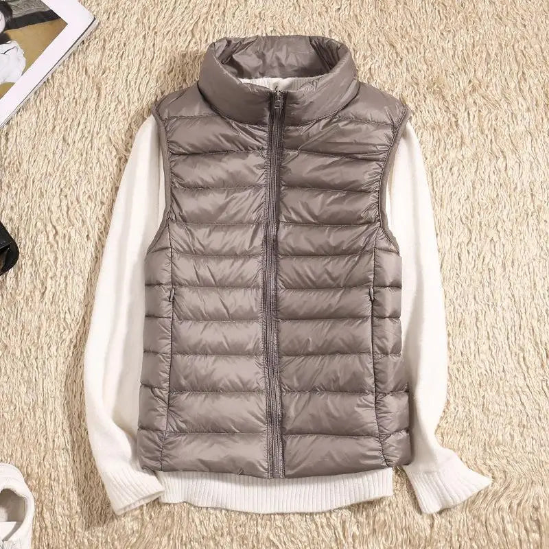 Women's Rose Puffer Vest with Front Zipper