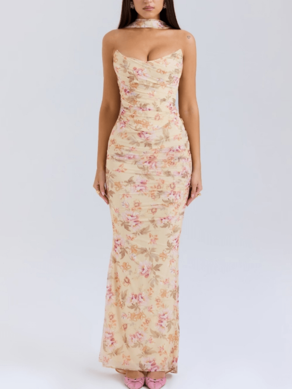 Strapless Cabernet Corset with Scarf for the Neck, Guaranteed Elegance & Style