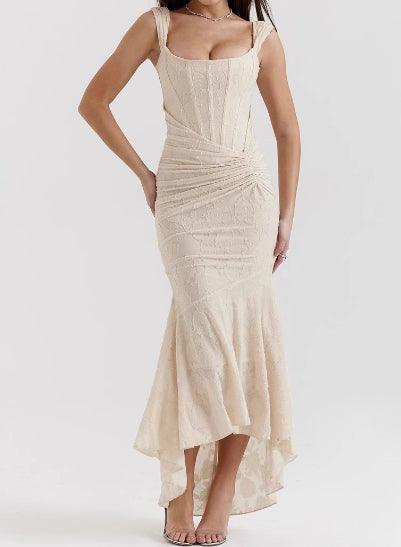 Elegant White Floral Maxi Dress for Women