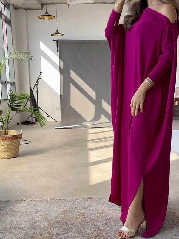 Women’s Loose Fit Button Detail Maxi Dress