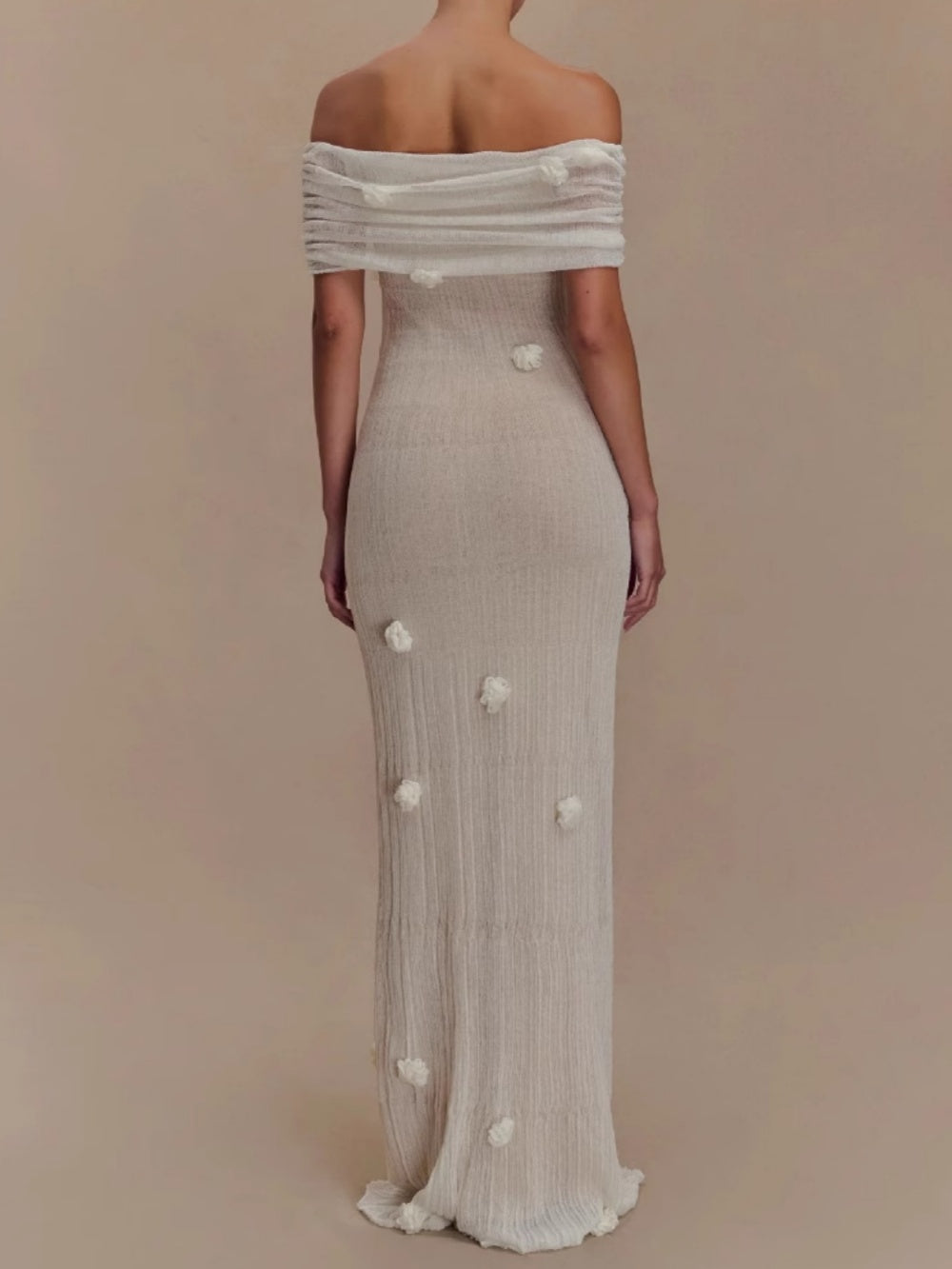 Long floral off-the-shoulder dress for an elegant and sophisticated look