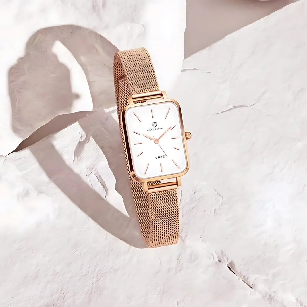 Minimalist Quartz Watch with Mesh Bracelet