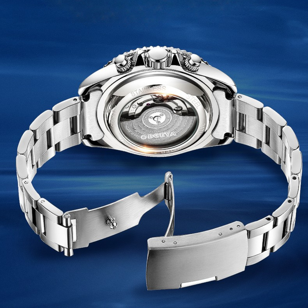 Automatic stainless steel wristwatch with elegant tourbillon