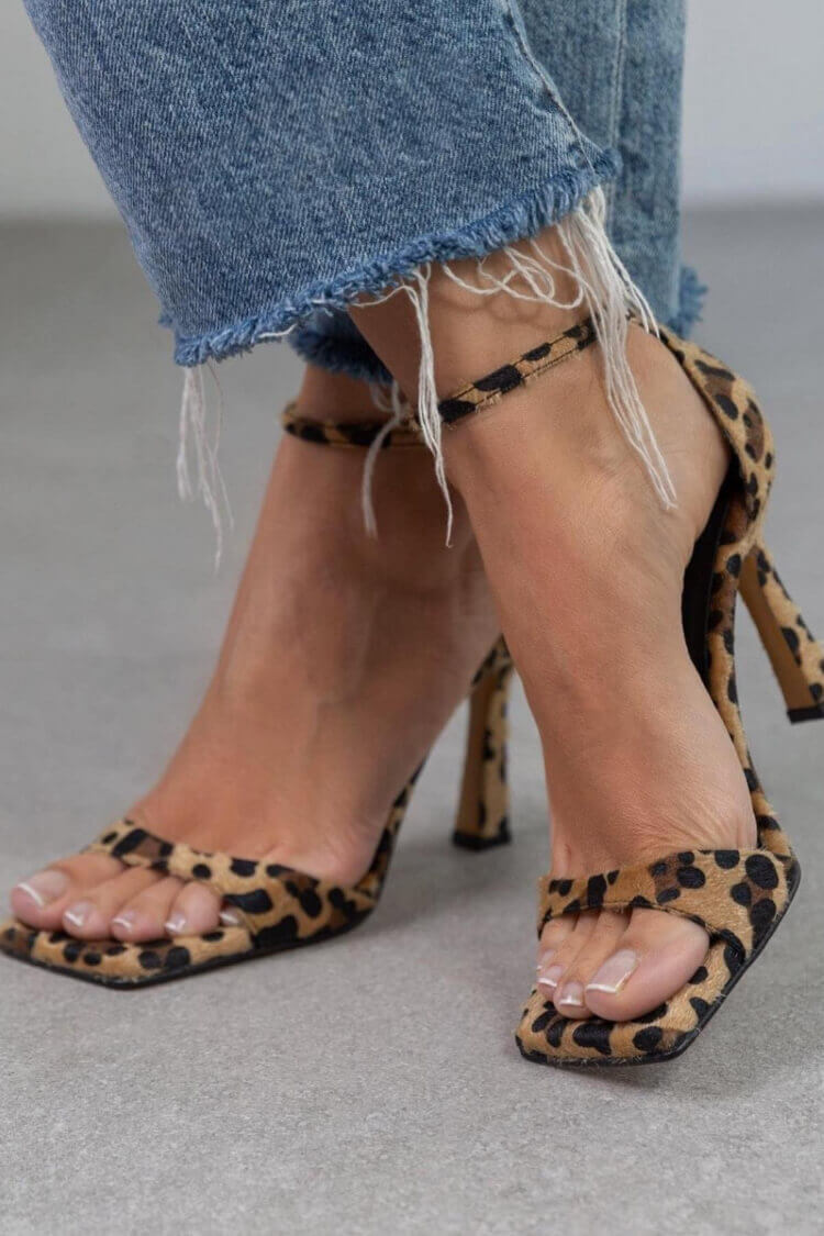 Elegant Leopard Print Wedge Tops