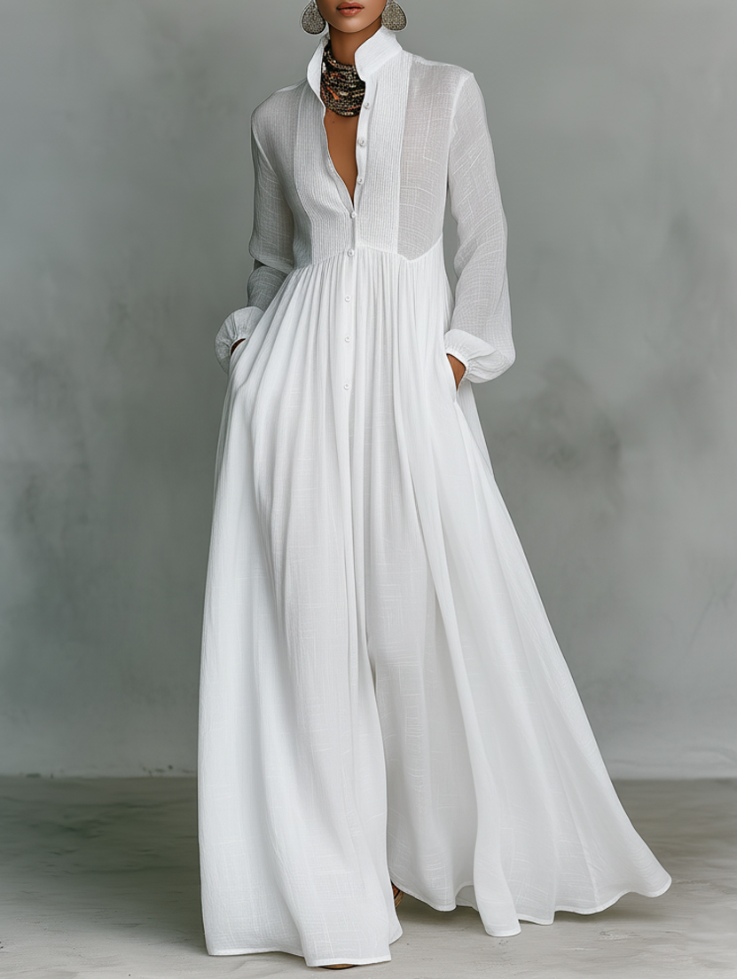 Serena Flowing Button-Front Maxi Dress - Effortless Chic for Any Occasion