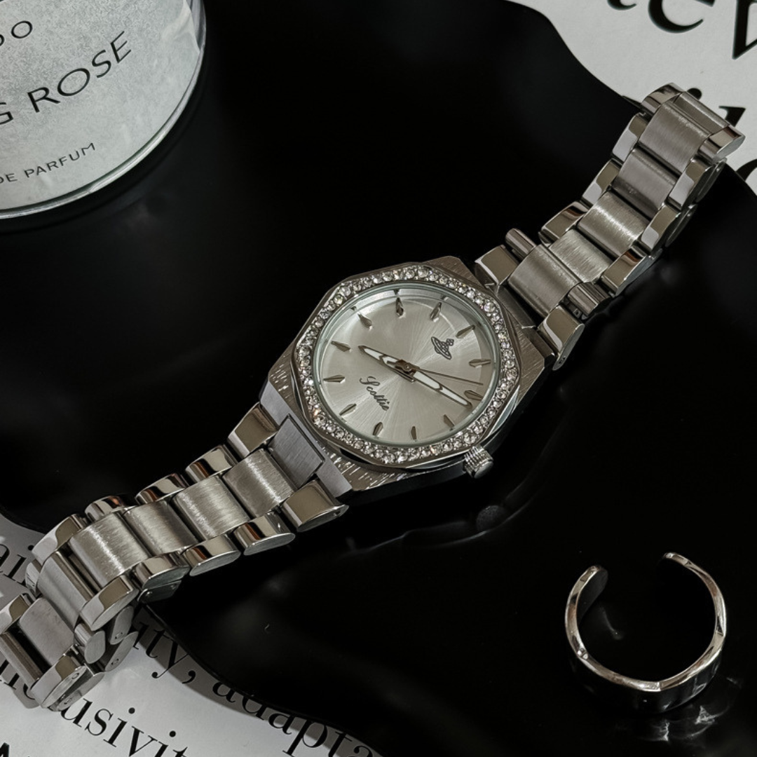 Stainless Steel Octagonal Diamond Dainty Watch – Elegant and Unique Timepiece