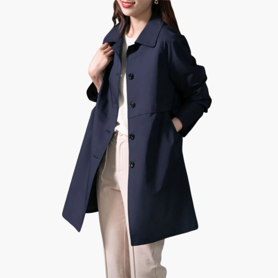 Mid-length women's coat – stylish with buttons and practical pockets