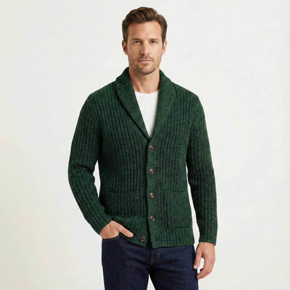 Montpellier Men's Cozy Chunky-Knit Shawl-Collar Cardigan