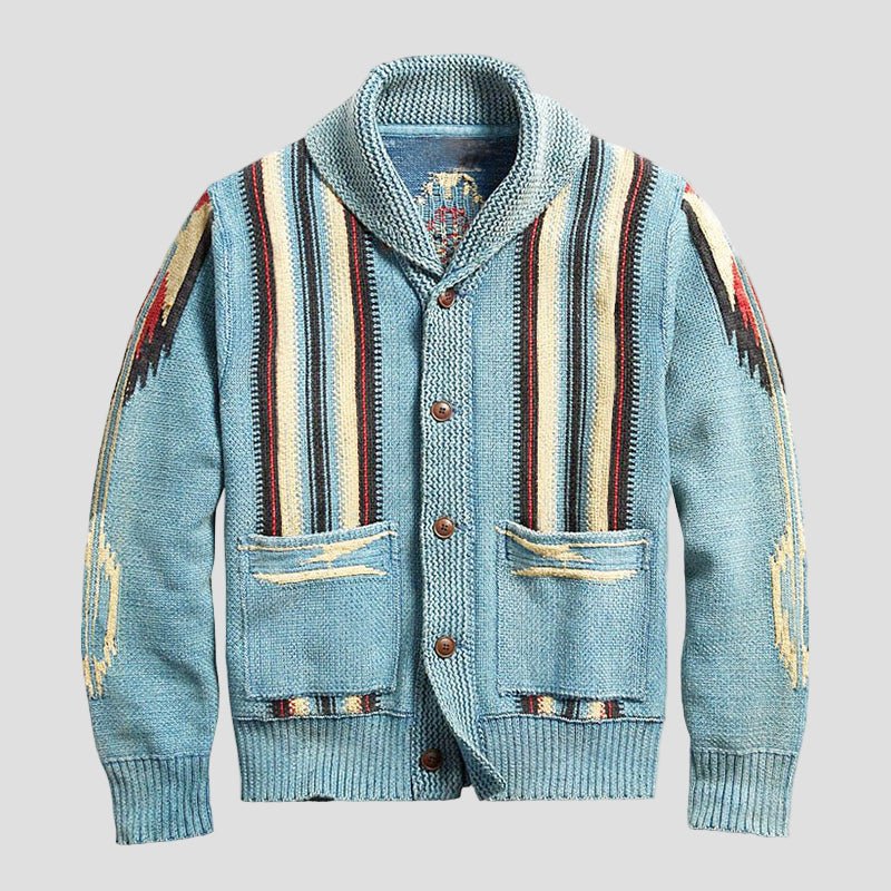 Adrian Vintage Jacquard Lapel Knit Cardigan — Timeless Style, Cozy Comfort