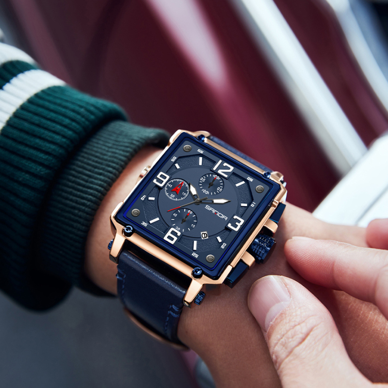 Elegant Leather Tactical Watch for Men with Quartz Movement