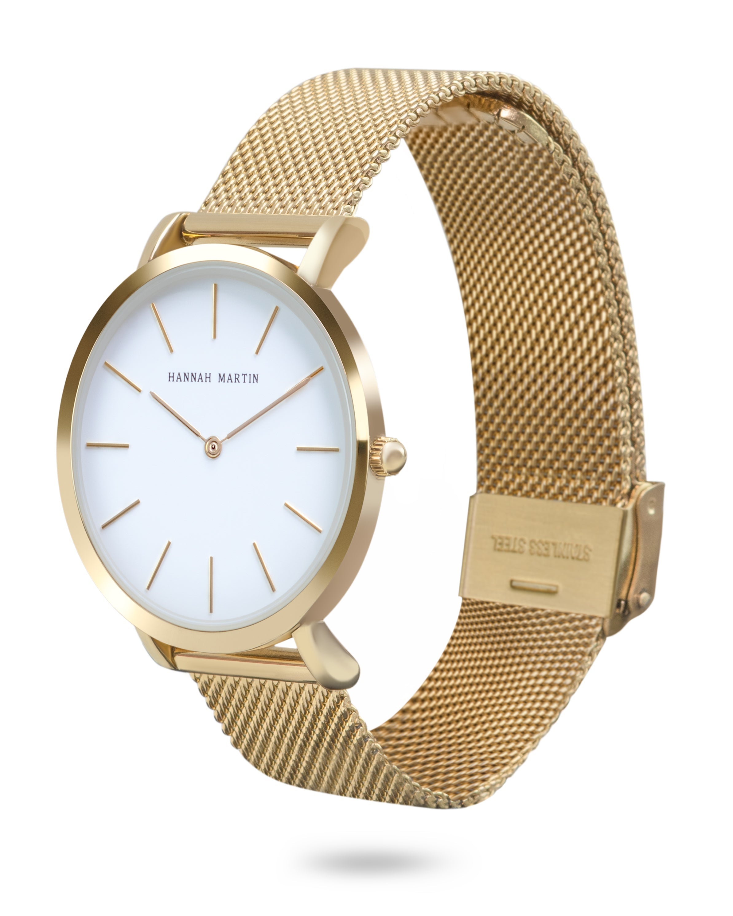 Solis - Elegant Round Watch in Gold with Luxury Mesh Band