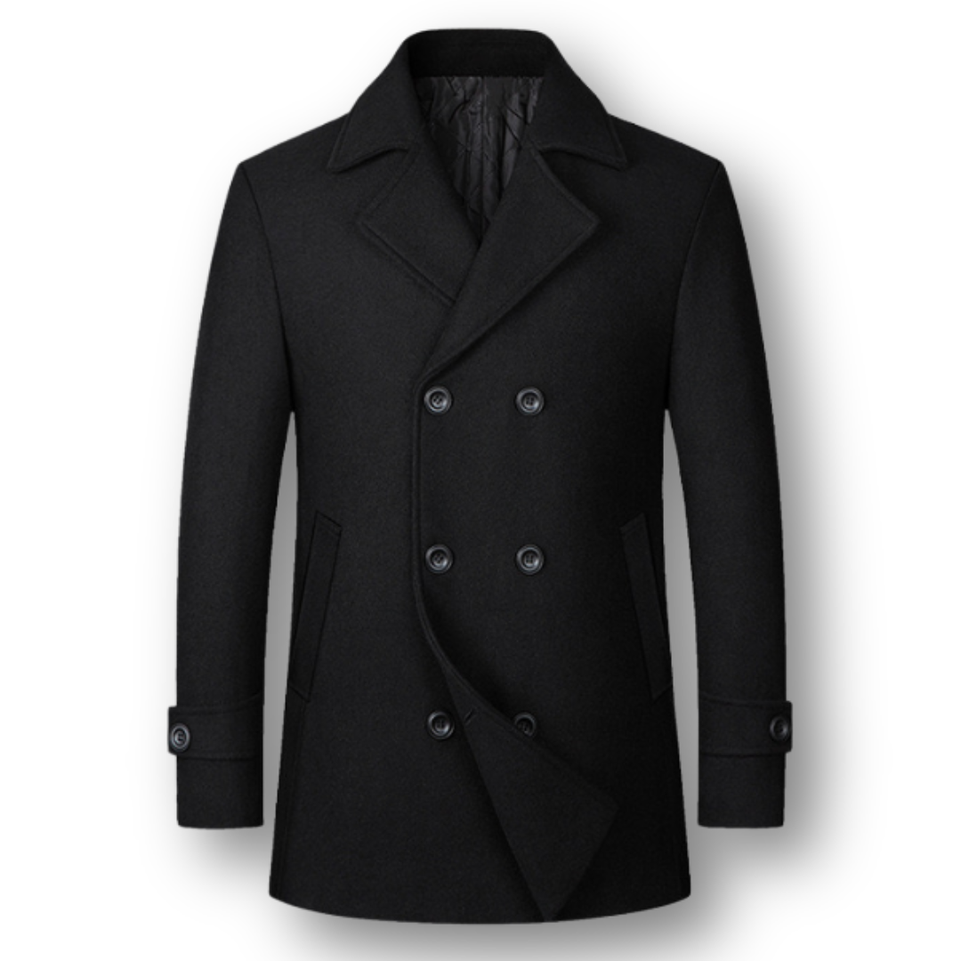 Silvan | Elegant Double-Breasted Coat in Premium Wool – Refined and Comfortable Style
