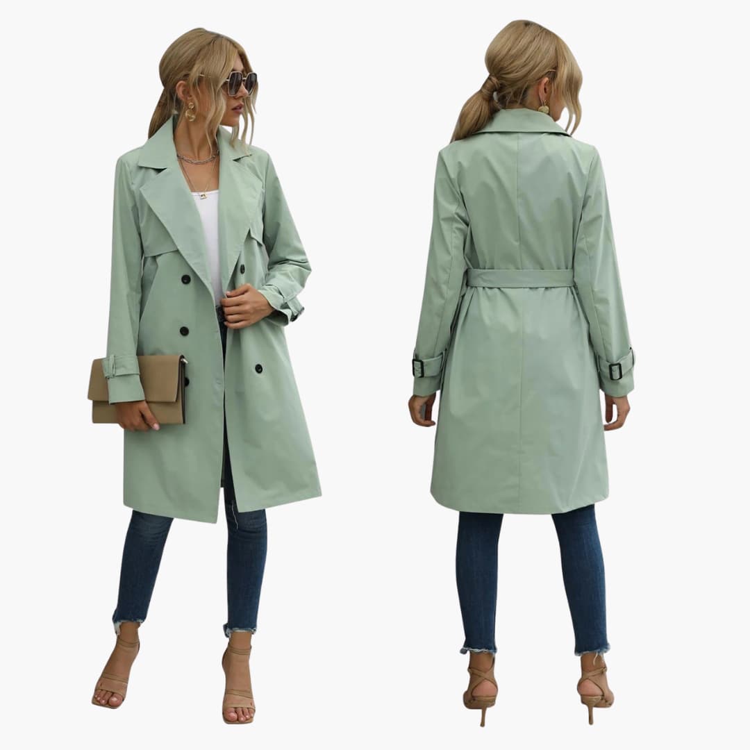 Knee-length trench coat for women – stylish classic with a waist belt