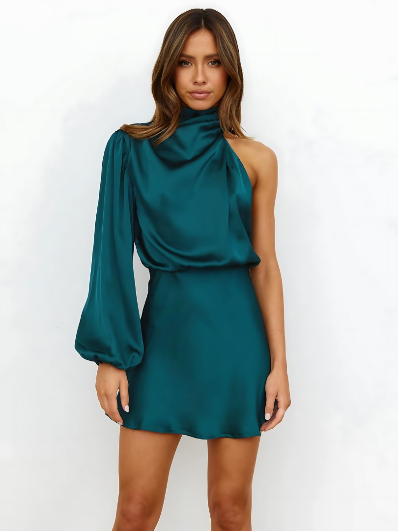 Satin One-Shoulder Dress – Effortless Glamour for Any Evening