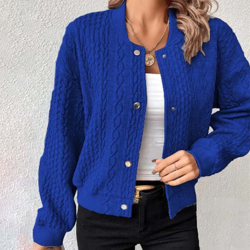 Women's Clothing - Quilted Knit Bomber Jacket for a Touch of Comfort and Elegance