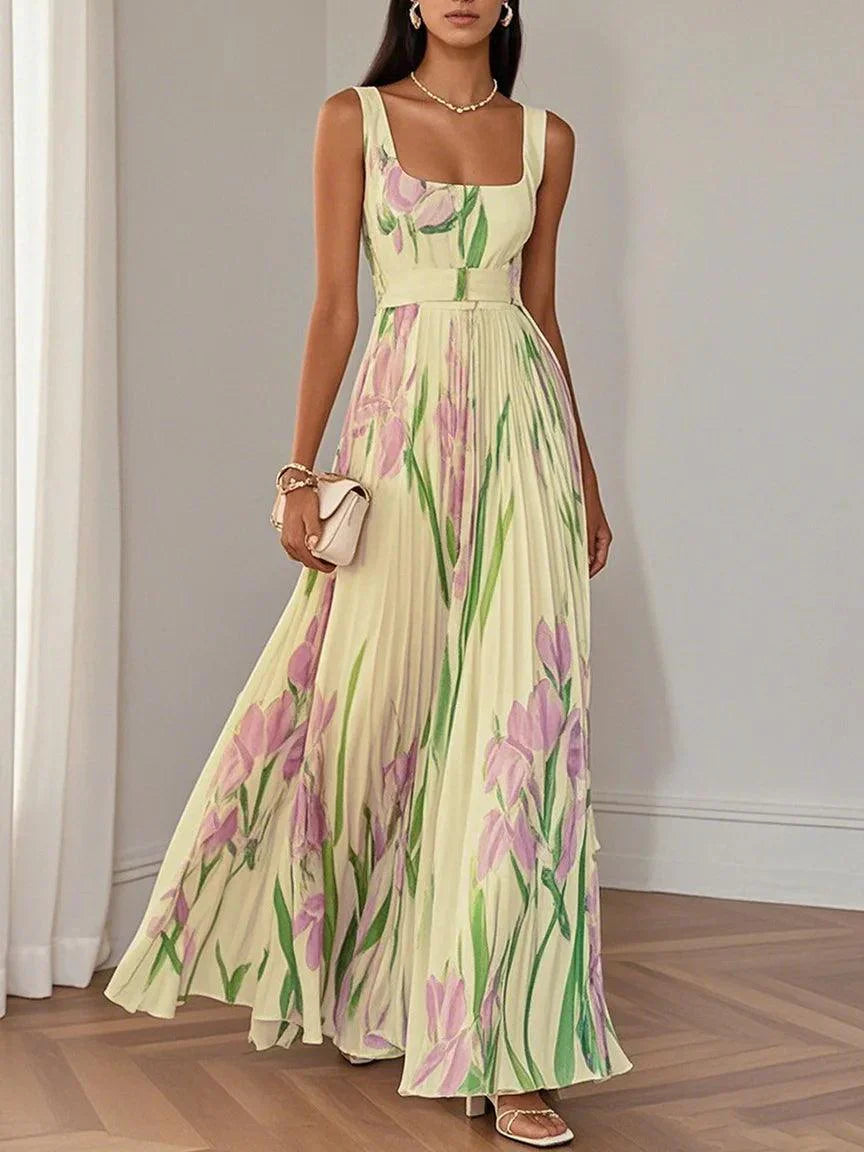 Liviana Pleated Maxi Dress - Elegant, Flowing Silhouette