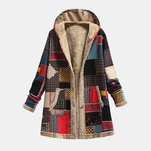 Jade Vintage Patchwork Fleece Jacket – Cozy, Retro-Inspired Style