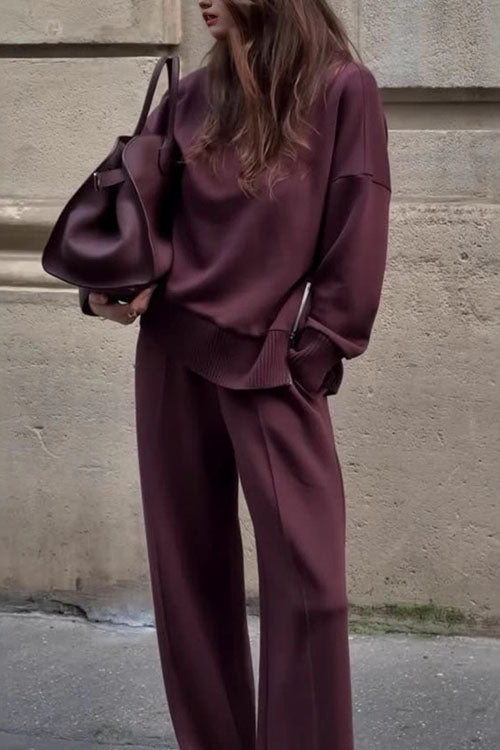 Casual Two-Piece Set: Long Sleeve Sweatshirt + Pocket Trousers