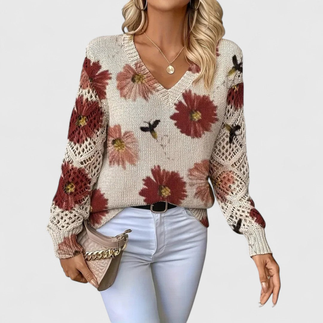 Annes - Elegant Floral Pattern Sweater for a Stylish Look