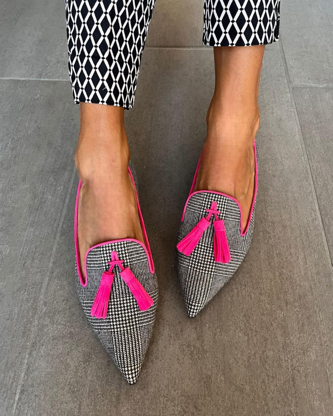 Pointed-Toe Loafer with Fluorescent Fringes