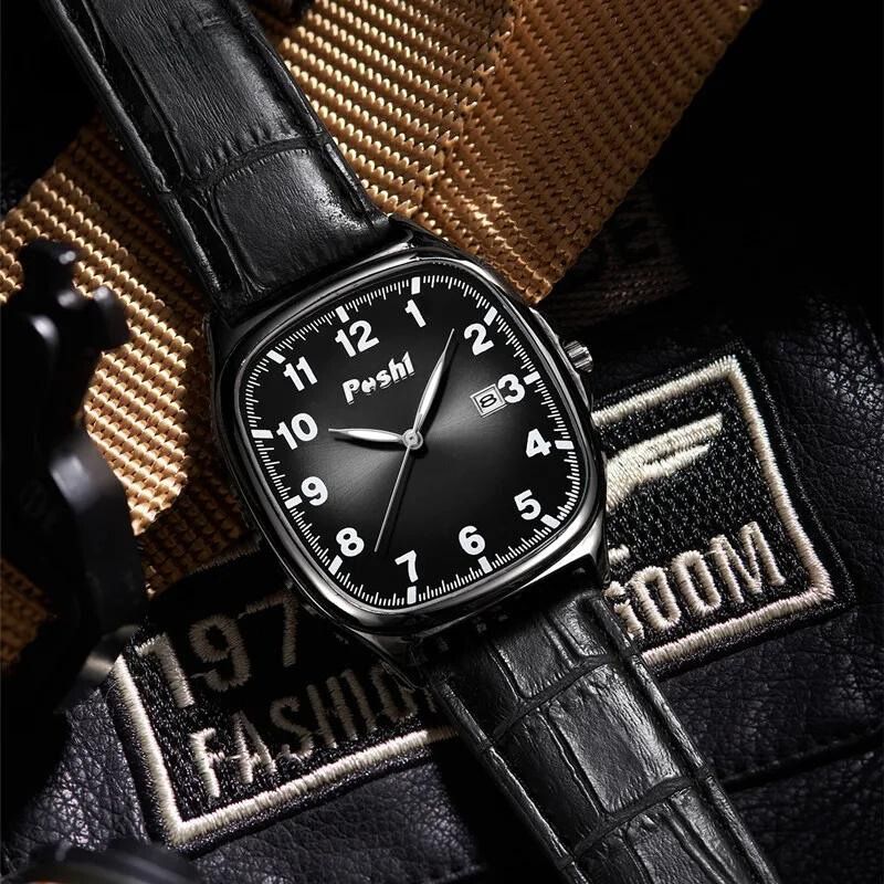 Elegant Quartz Watch with Fashion Leather Strap