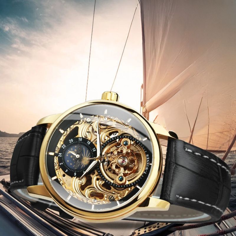 Skeleton Automatic Watch with Moon Phases