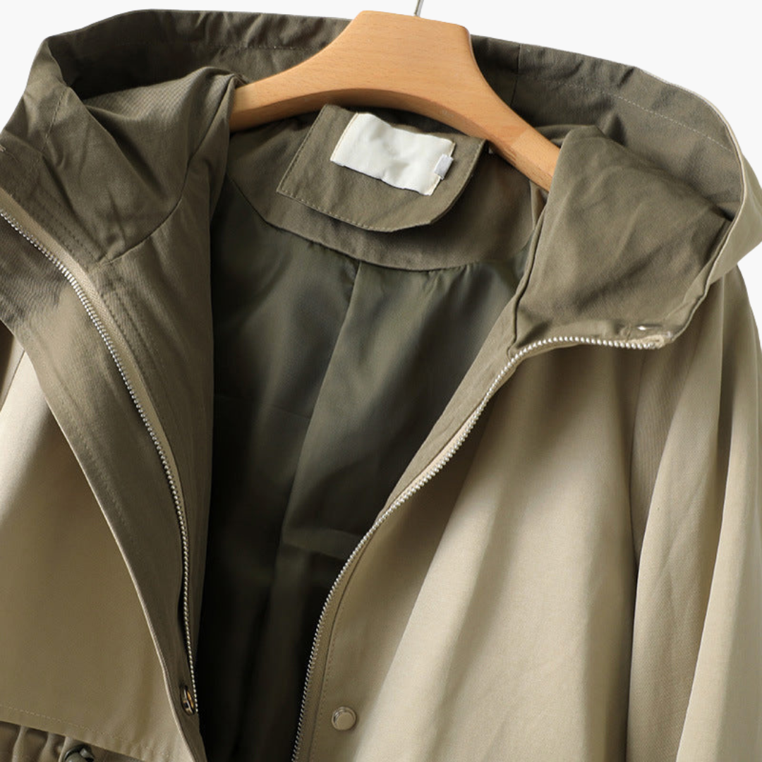Women's Hooded Trench Coat with Zipper – Elegant Versatile Coat for Any Occasion