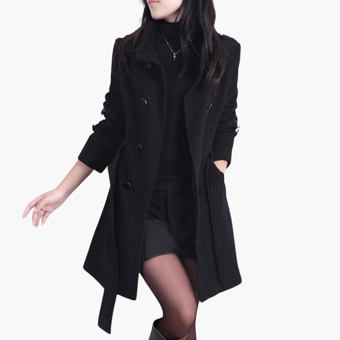 Elegant women's trench coat with belt and double buttons