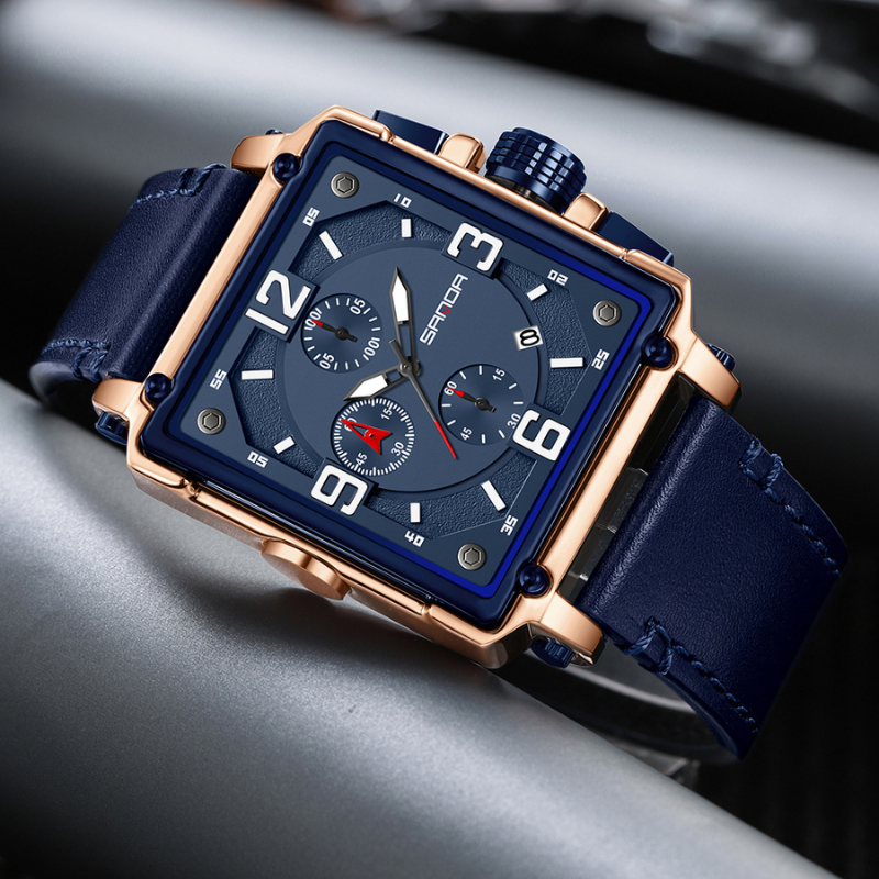 Elegant Leather Tactical Watch for Men with Quartz Movement