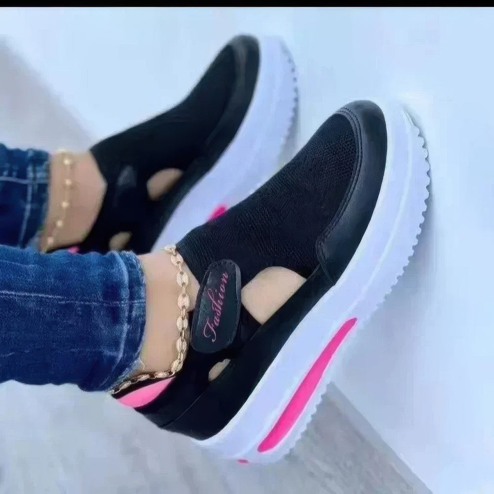 Breathable Cashmere Women's Sneakers with Mesh Platform